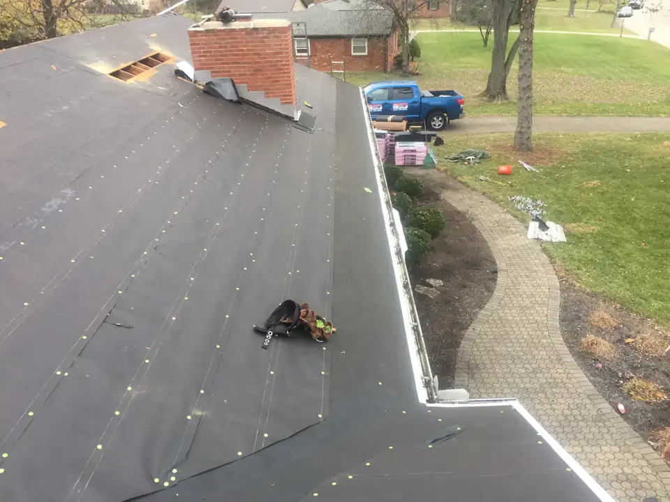 Roof covered in fresh underlayment, ready for new shingles, on an ARC roof replacement