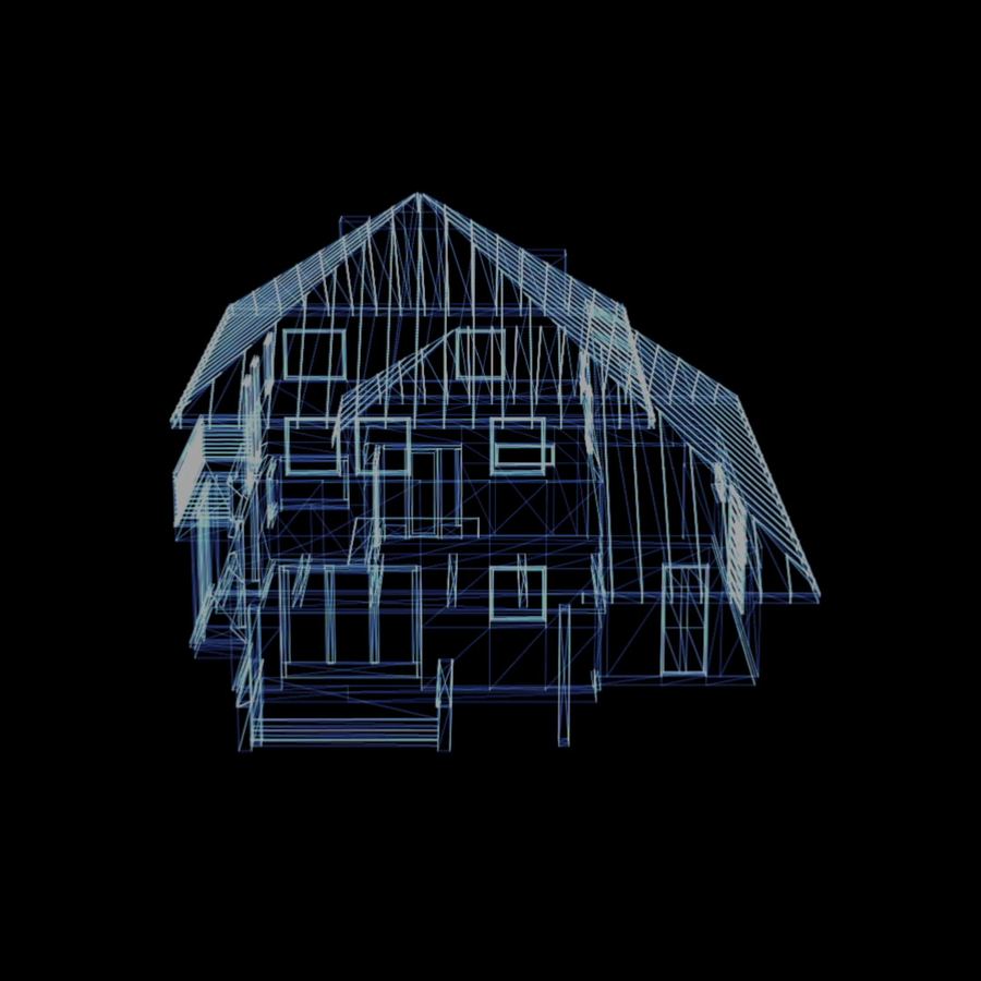 Wireframe drawing of a house